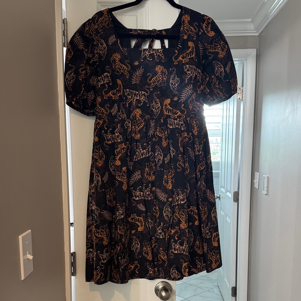 Black Dress with Tiger Print